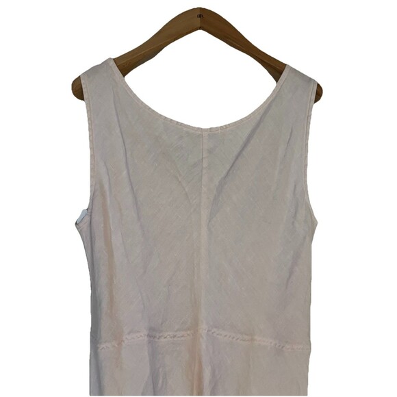 Cut Loose 100% Linen Tank Midi Dress SZ L Sleeveless Scoop Neck Pastel Pale Pink - Picture 8 of 10